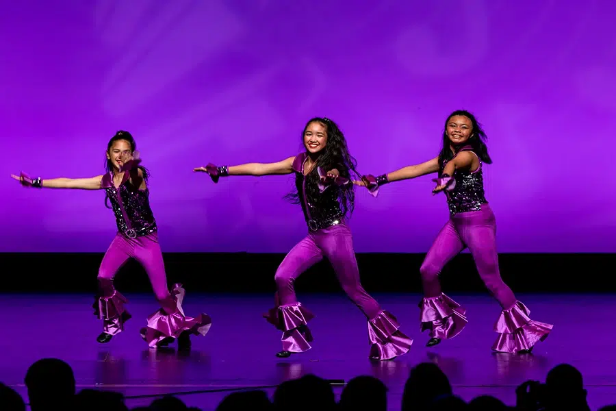 spark of creation jazz teens on stage purple pants outfit
