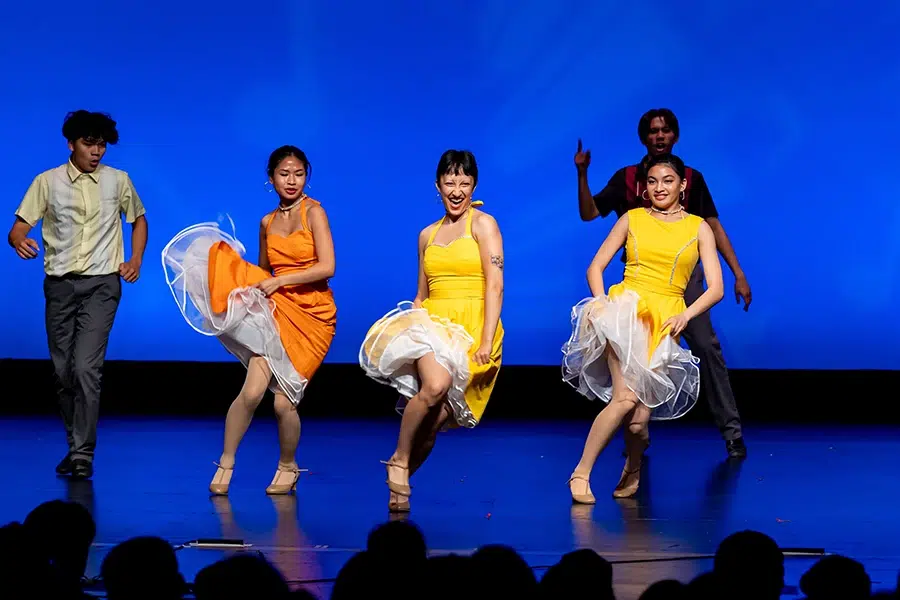 spark of creation jazz teens on stage purple yellow dress